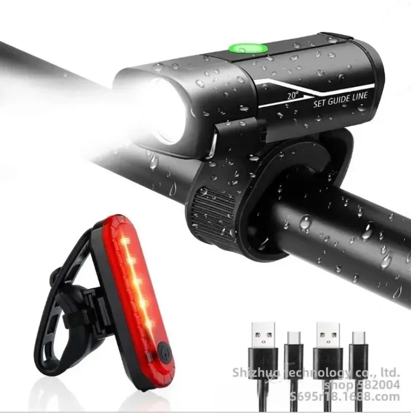 

Bicycle Front Light High-Power USB Rechargeable Aluminum 5-Speed Warning Light Alloy Cycling Flashlight Suitable Mountain Bicke