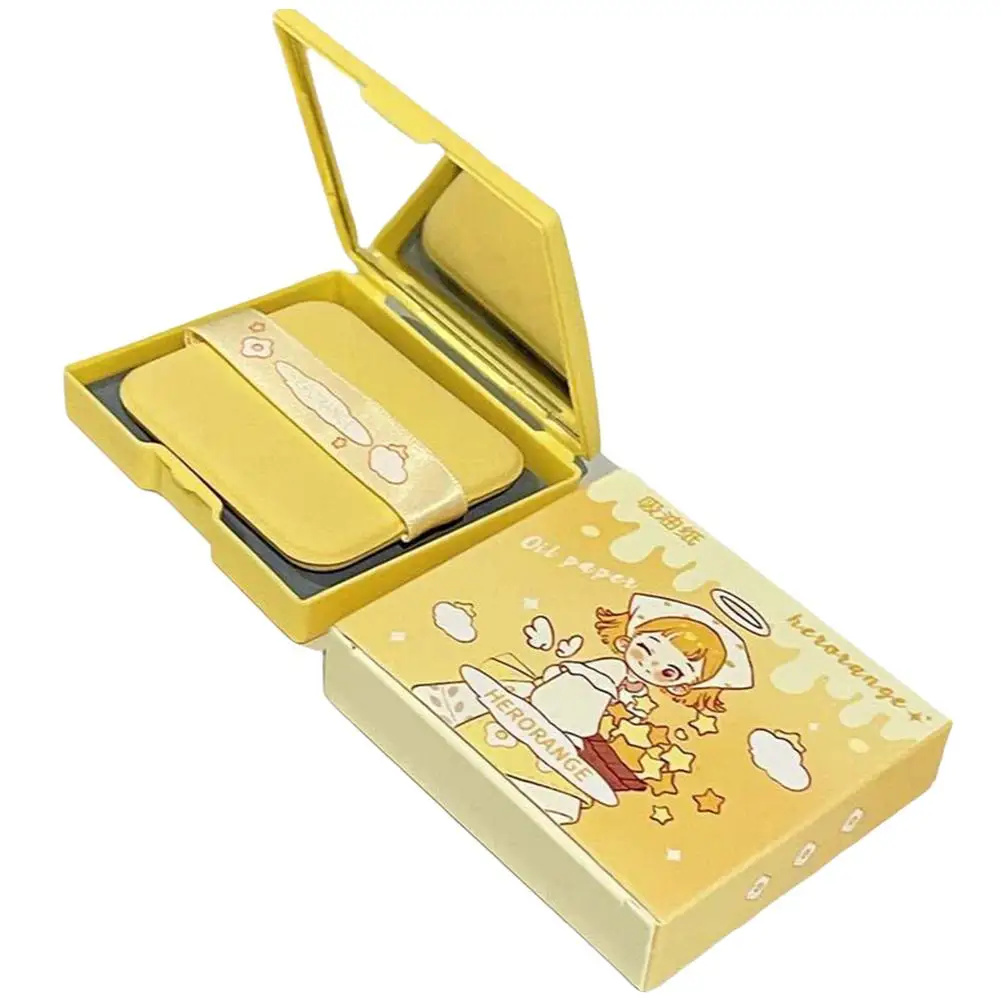 Folhas de absorvente de óleo genéricas para rosto, filme portátil de controle de óleo feminino com espelho e base de sopro maquiagem rosto absorvente de óleo ela m3g6