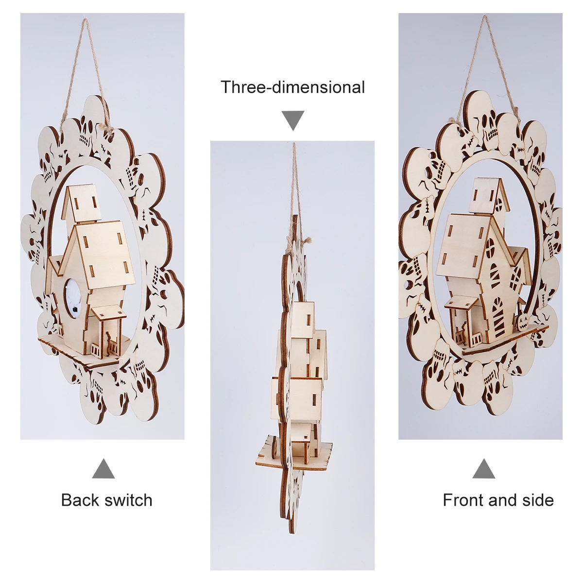

Halloween Wooden Haunted House LED Light Box Decorations Indoor Outdoor naments Pendants Crafts Eco Friendly Material Party