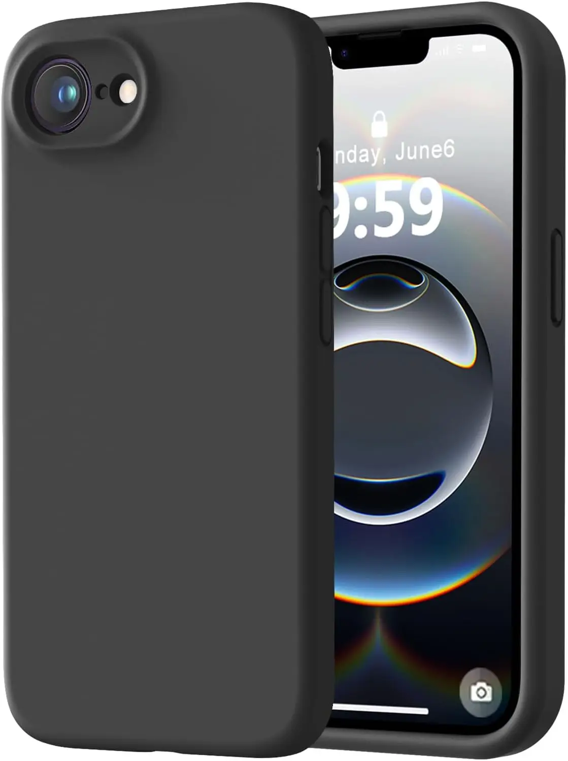 

Premium Silicone Phone Case for iPhone 16e/17e 6.1", Shockproof with Anti-Scratch Lining, Slim Protective Cover in Black