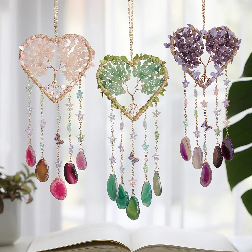 Crystal Pendant Tree of Life Agate Piece Crystal Pure Handmade Bedroom Living Room Handicraft Atmosphere Decoration Home Decor
