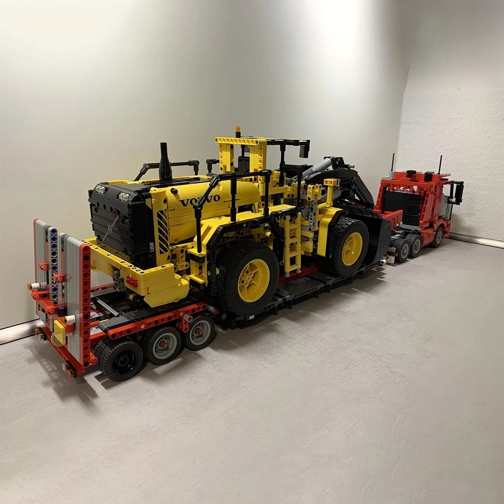 새로운 MOC 엔지니어링 컨테이너 트랙터 중형 트럭 트레일러 타워 헤드 기술 DIY 어린이 장난감 소년 선물 빌딩 블록 세트