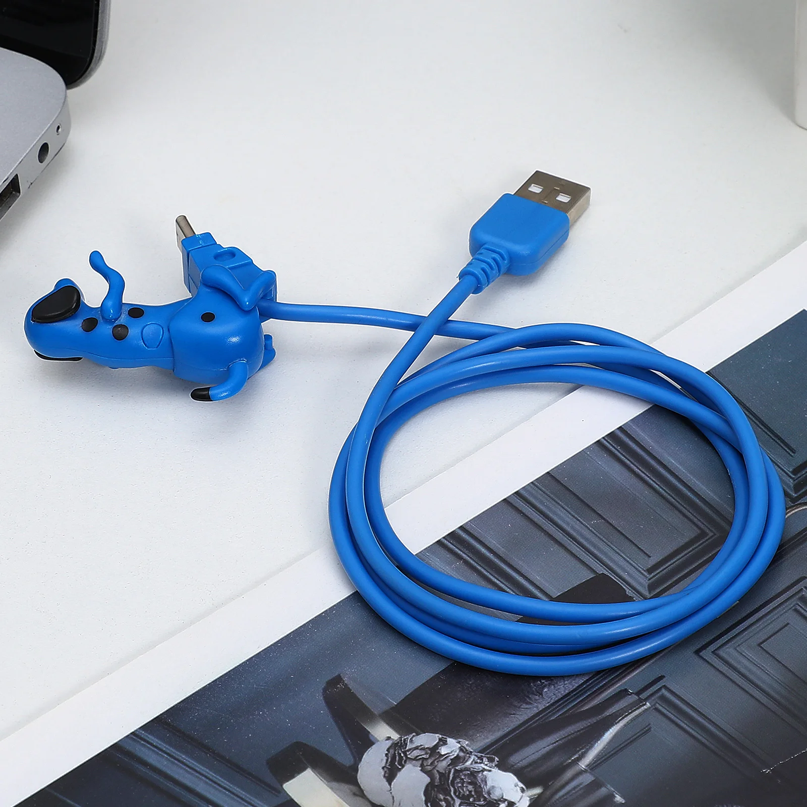 

Fast Charging Cable Dog Type USB Phone Cords Creative Metal Design Durable Funny Compatibility Accessories
