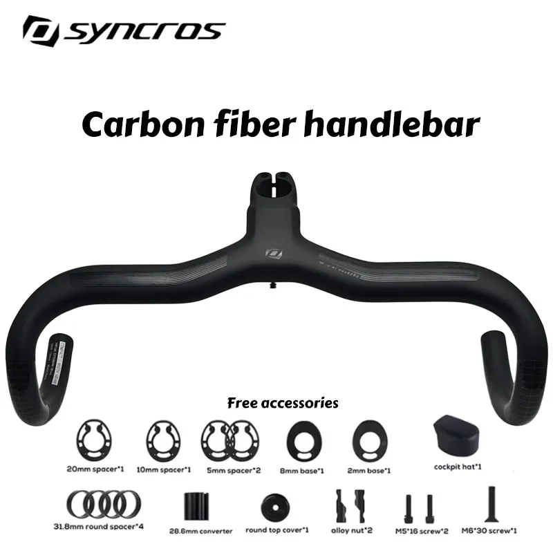 

SYNCROS Carbon Fiber Road Bike Drop Handlebar Integrated Internal Cable 28.6/31.8mm 380-440mm