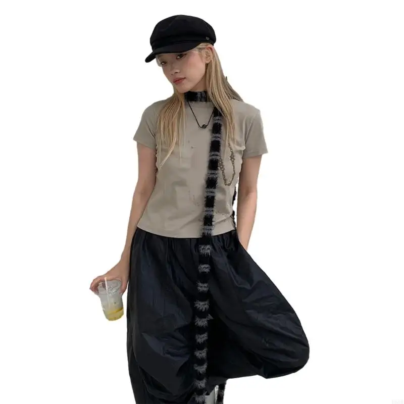 H58e długi pluszowy szalik Neckerchief for Women Girl Birthday Prezent, wiosenne letnie użycie