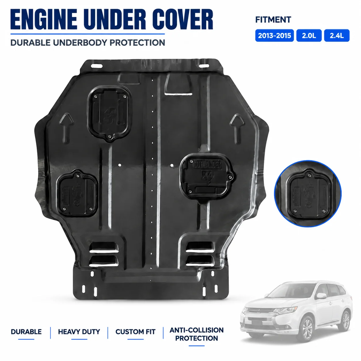 Under Engine Guard For Mitsubishi Outlander 2013-2015 2.0L 2.4L Heavy Duty Underbody Protection Anti Collision Design