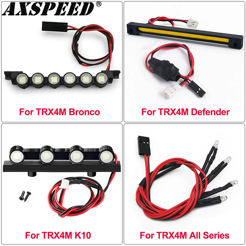 Image of Axspeed kunststoff dach licht led lichter bar scheinwerfer scheinwerfer rücklichter für rc crawler trx4m bronco defender k10 teile