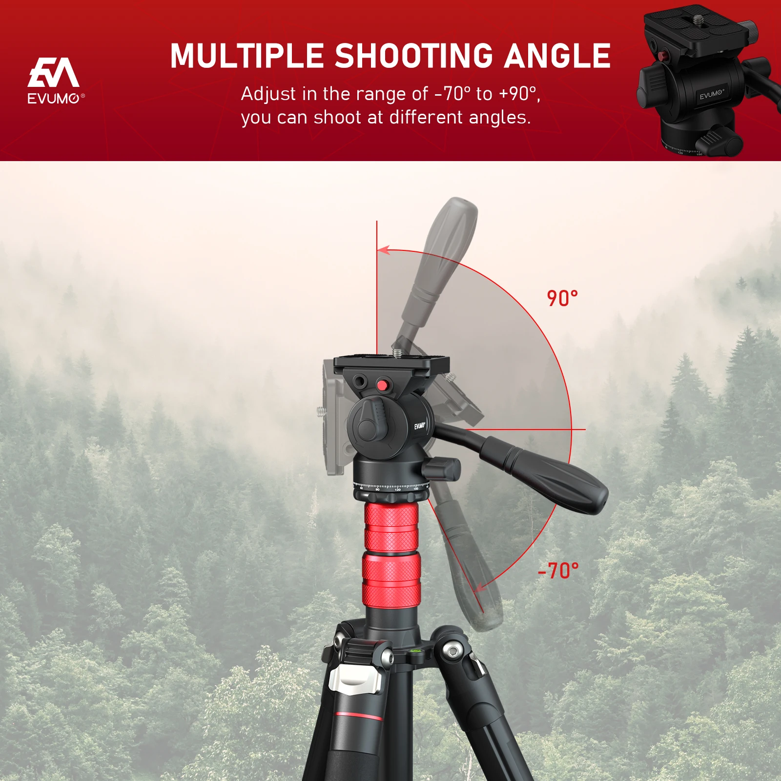 Video Head Hydraulic Fluid Handle Adjusta Panoramic Mini Tripod Head for Camera Mount V1N EVUMO Arca Swiss Q.R Plate Load 4kg