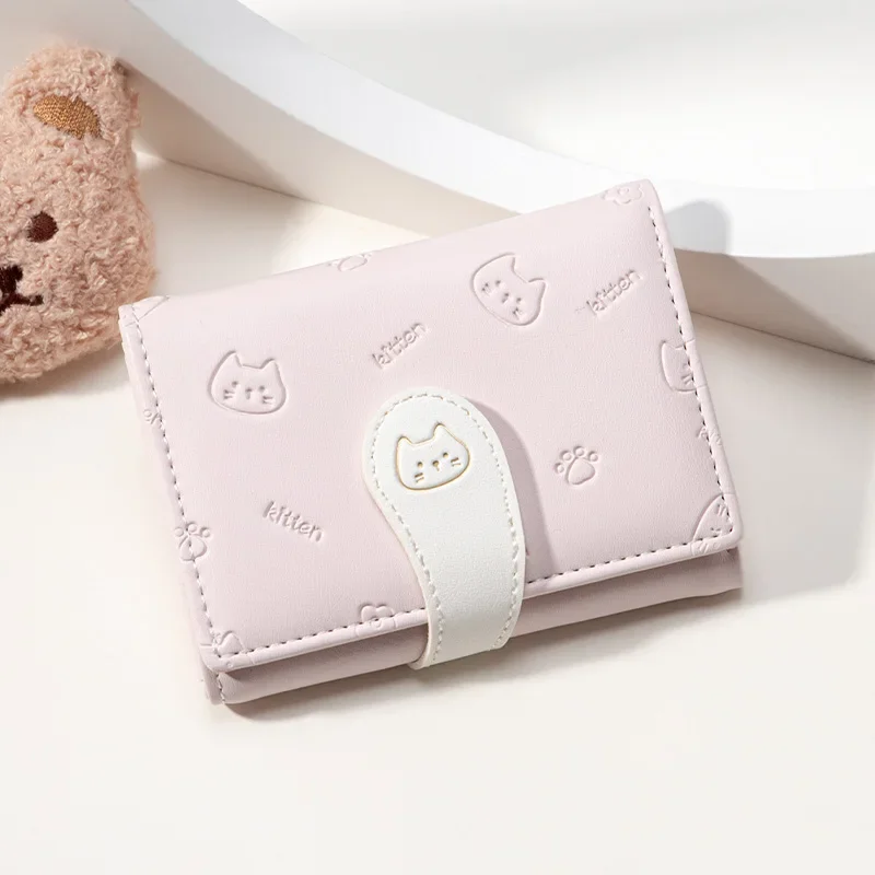 Brand Kitten Printing Wallet Women Cute Short Purse Card Holder Small Three Fold Wallet Women Coin Purse