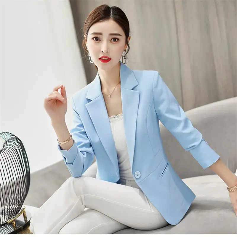 2024 Spring and autumn new career all-matching suit long sleeve Korean version of temperament slim slim suit jacket female short