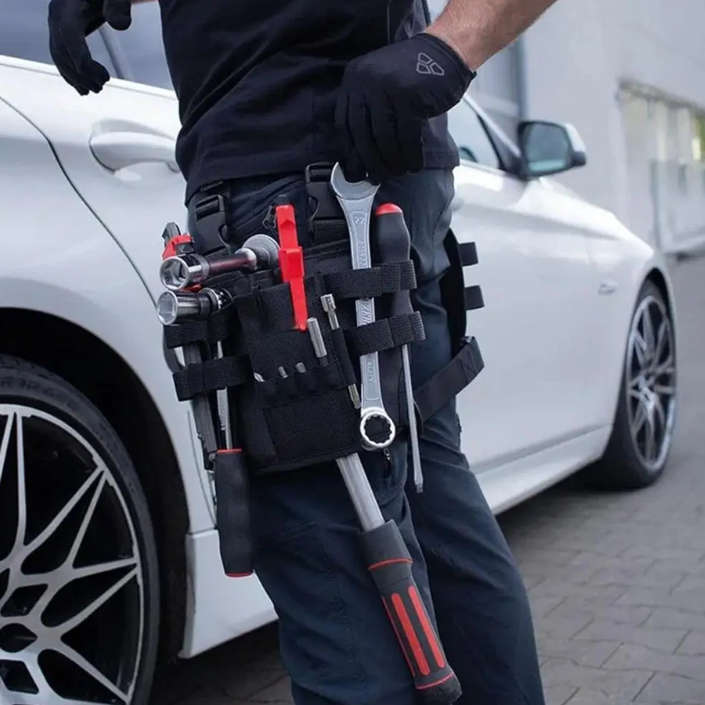 Oxford Cloth Repair Tool Bag Adjustable Tool Pouch Multi-Functional Auto Electrician Maintenance Tool Bag Wear-Resistant Leg