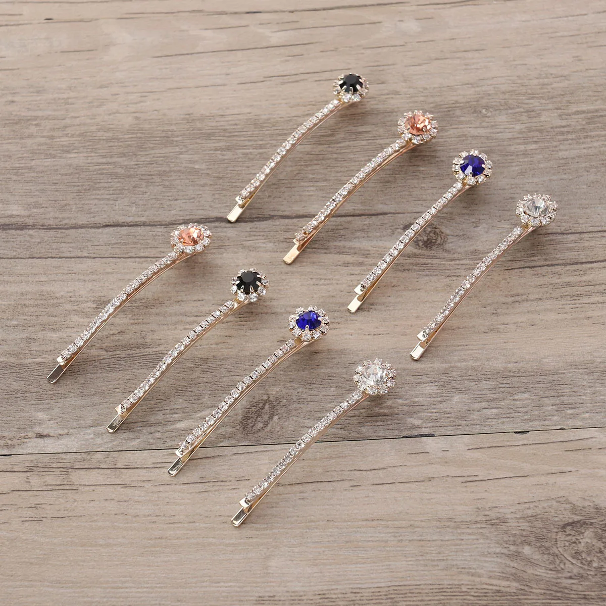 

8 pcs Mixed Crystal Hair Clips Metal Snap Barrettes For Kids Girls Random Colors Hair Accessories Festival Party School Use