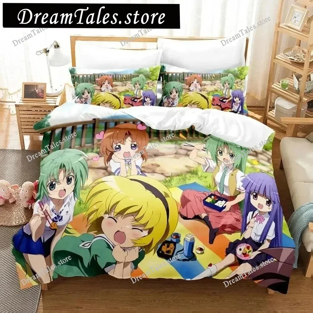 

3D Anime Higurashi When They Cry Bedding Set Duvet Cover Bed Set Quilt Cover Pillowcase Comforter King Queen Size Boys Adult