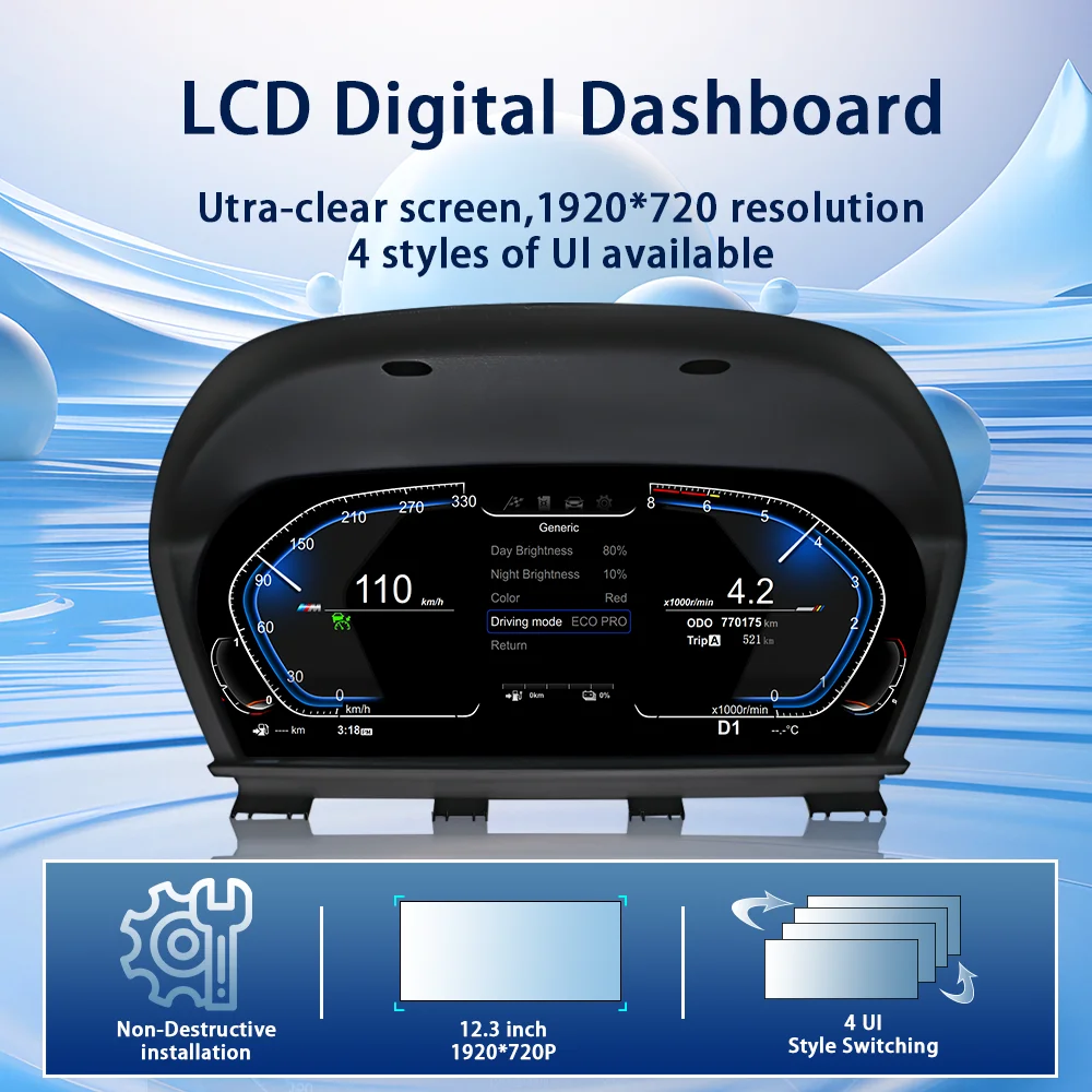 

1 Series F20 2 Series F22 X1 F48 F49 X2 F39 Car LCD Dashboard Digital Cluster Instrument 11" Panel Linux System