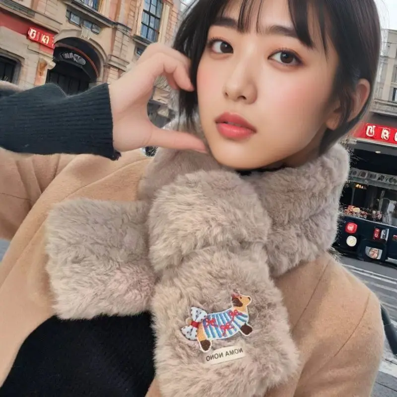 ใหม่ผ้าพันคอการ์ตูนเด็กน่ารักดัชชุนด์ปักลายผ้าคลุมไหล่ฤดูหนาวผ้าพันคอที่อบอุ่นและกันลมของขวัญสำหรับเด็ก