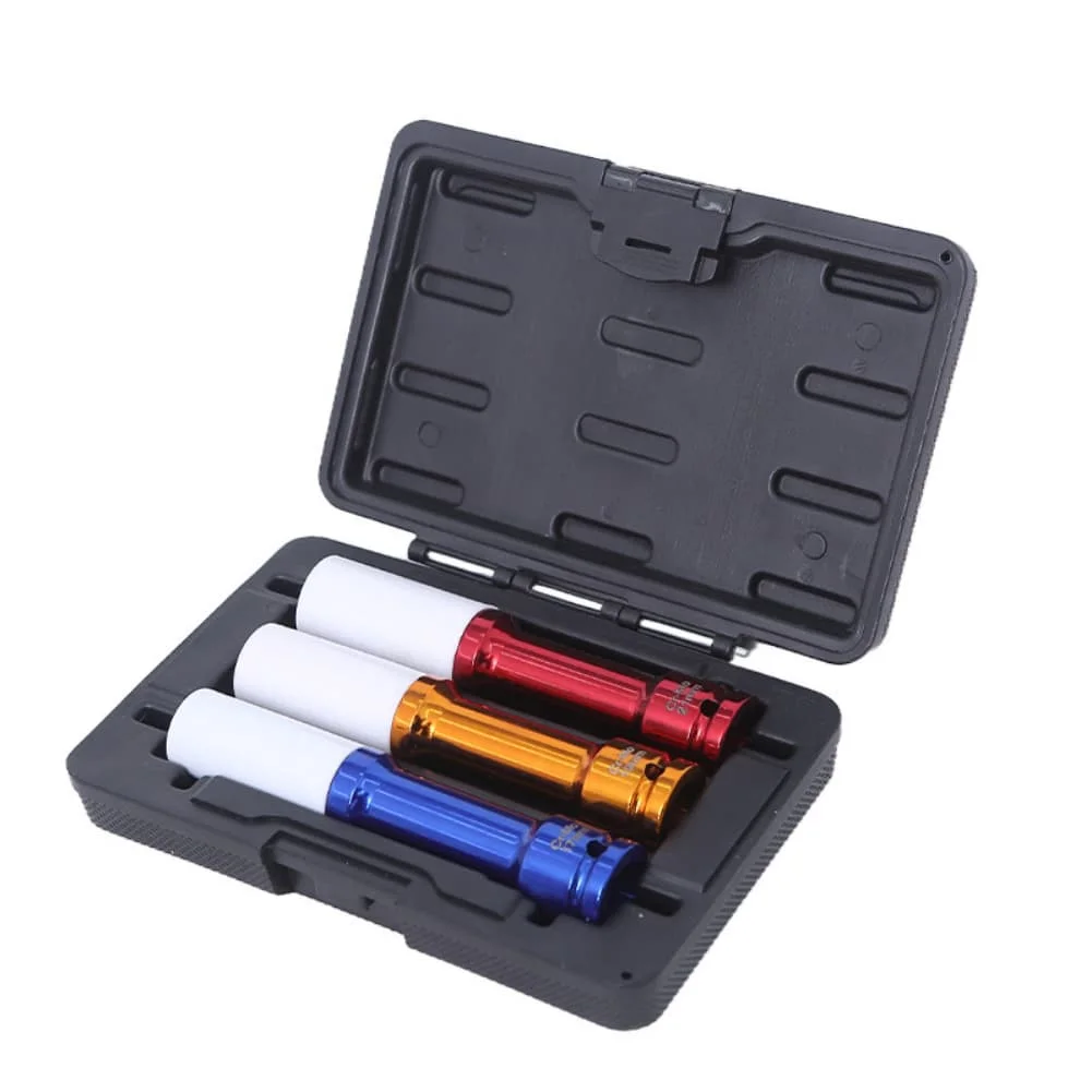 For 1 2 Drive Torque Wrench Thin Wall Design 1 2 Drive Socket Set Tire Change 21mm Chromium-Vanadium Steel Etched Size Markings