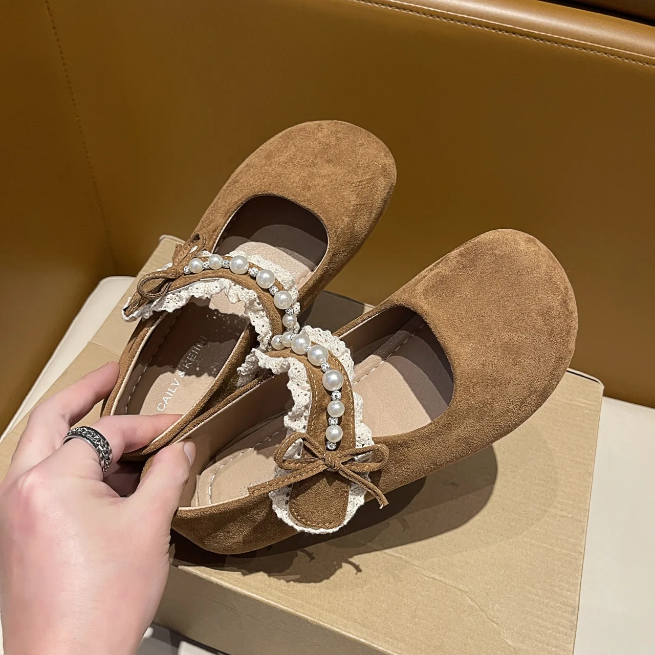 

Замшевые Мэри Джейн «Sweet Retro — стиль», жемчуг и кружево — украшенные, идеально подходят для повседневного и корейского стиля — вдохновленные наряды