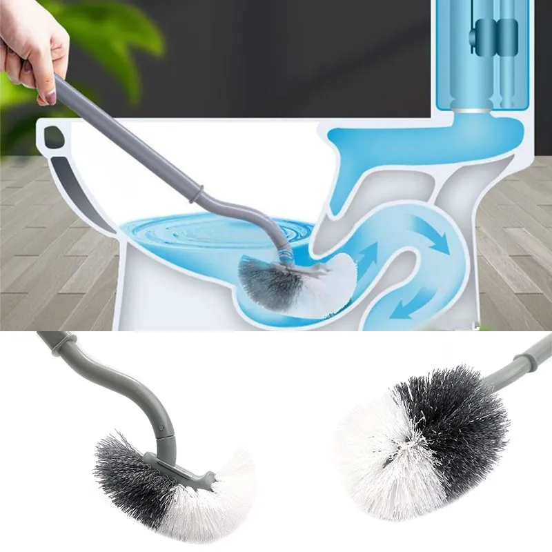 Toilet Brush Bathroom Wall hanging S-type Toilet Curve Brush Bent Head Corner Gap Brush Soft Hair Household Cleaning Tools