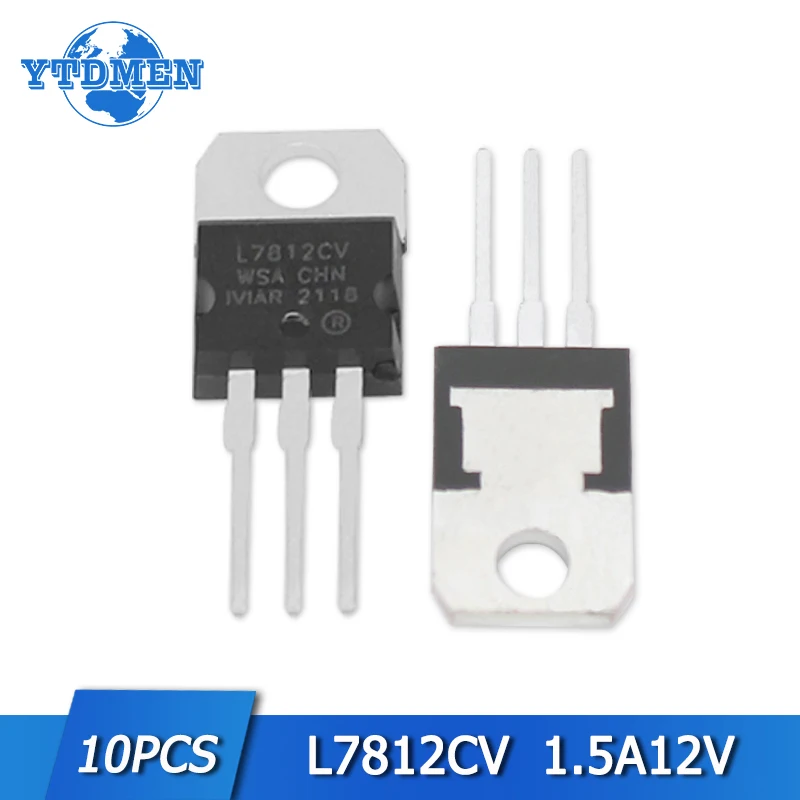 Lot de régulateurs de tension linéaire, L7812CV, IC 1.5A 12V TO-220, ensemble de puces 7812 TO220, coordinateur électronique, 10 pièces