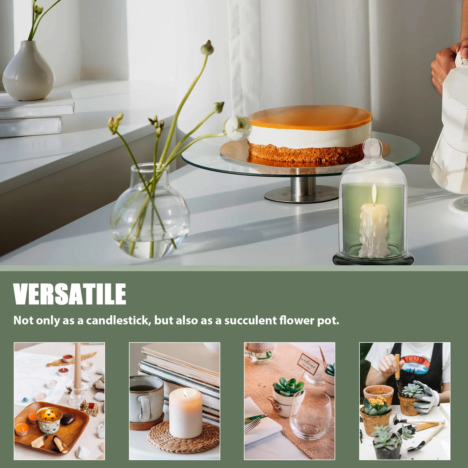 

1Set High Class Material Cup Wide Application Unique Structure Containers Decor Candlestick for Home