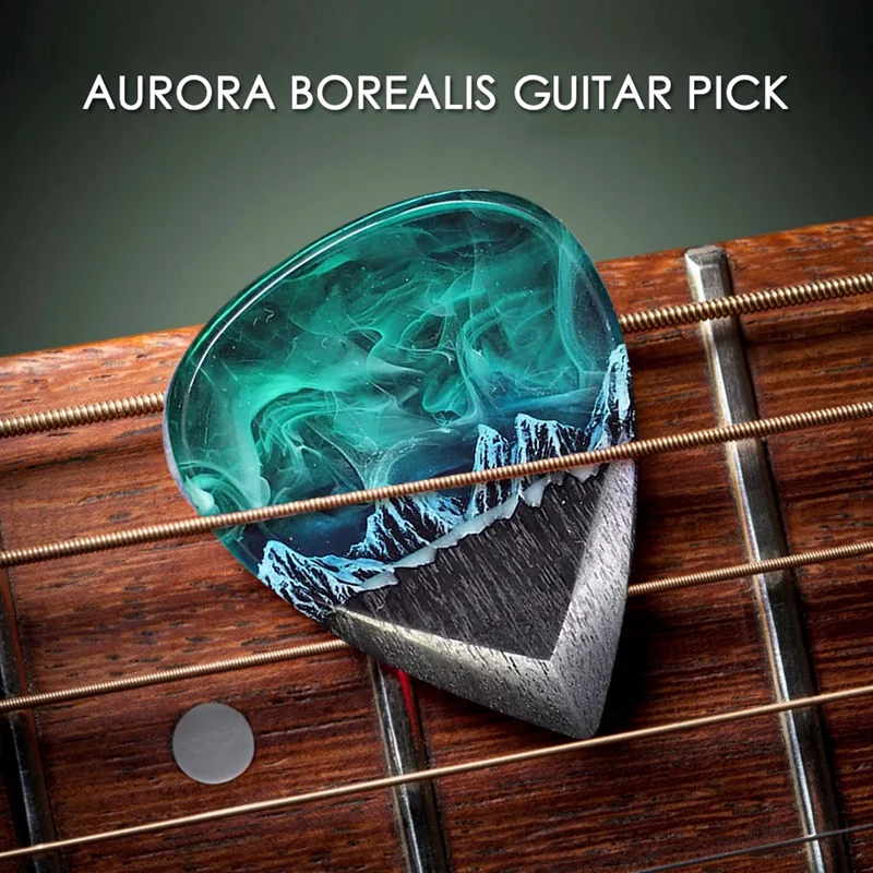 Guitar Touch Luminous Pick Epoxy Resin Guitar Pick Northern Lights Necklace Bass Guitar Pick-AD23