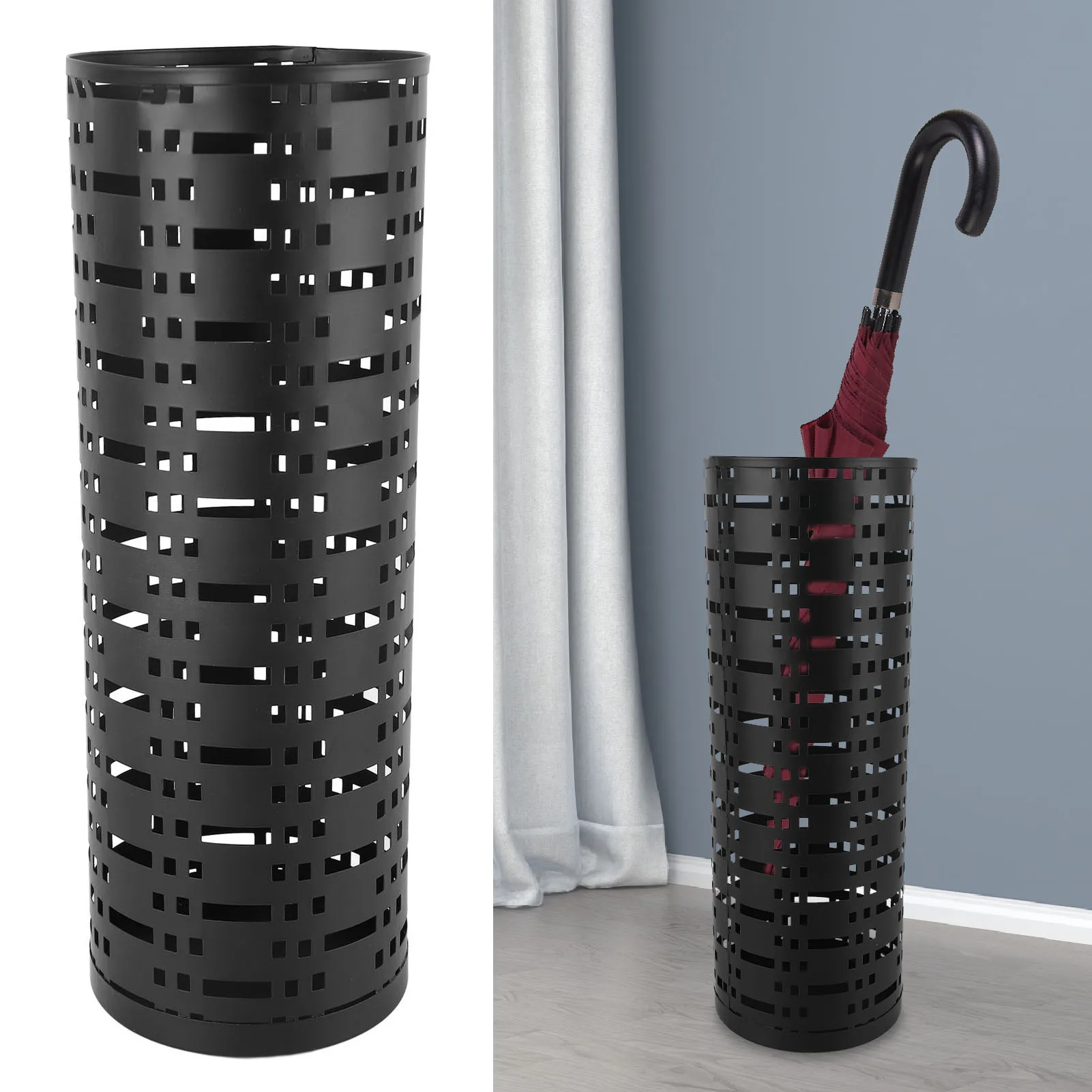 Porte-parapluie rond en métal, Design creux, à la mode, antirouille, étanche, organisateur de parapluie, bac pour la maison