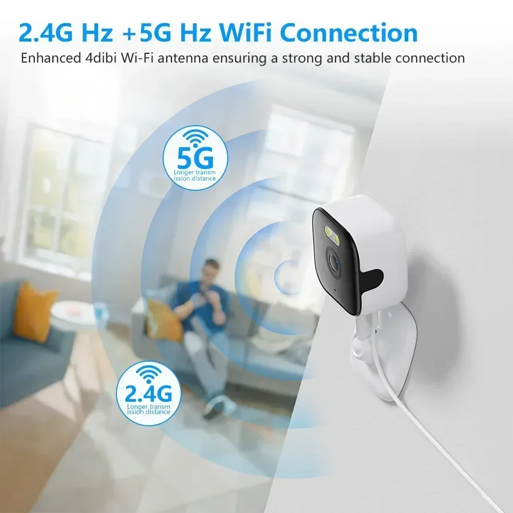 Securexpert 5MP HD Mini Cube Camera 2.4G/5G WiFi Indoor Two Way Audio Human Detection 5X Zoom CCTV Security IP Camera For Home