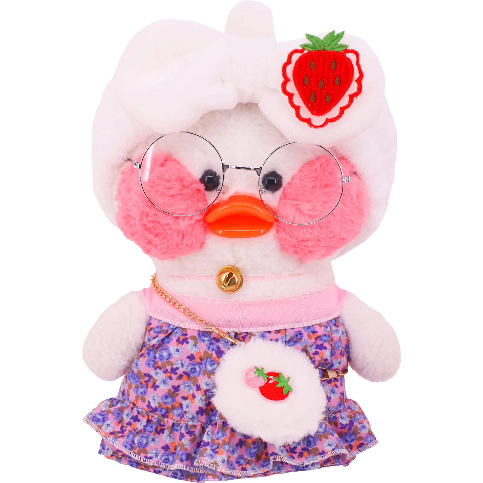 2 pezzi vestiti per bambole anatra gialla + borsa peluche vestito carino Fit 30cm lalafanfan Cafe Duck Doll Kawaii bambole animali giocattoli per bambini nascita