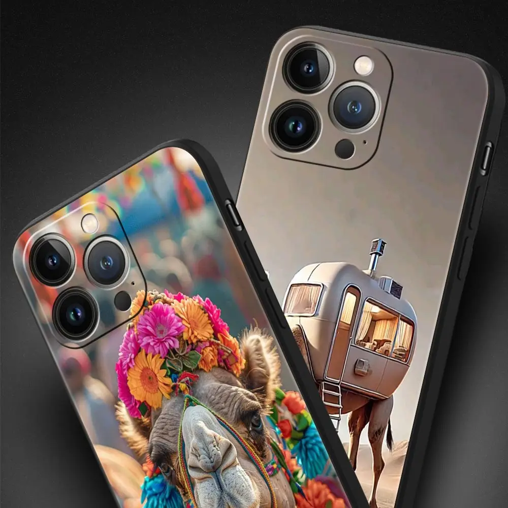 الحيوان الجمل قضية الهاتف غطاء آيفون 17 16 15 14 13 12 برو ماكس 11 برو ماكس 17 AIR زائد للصدمات لينة بولي يوريثان شل Fundas أكياس