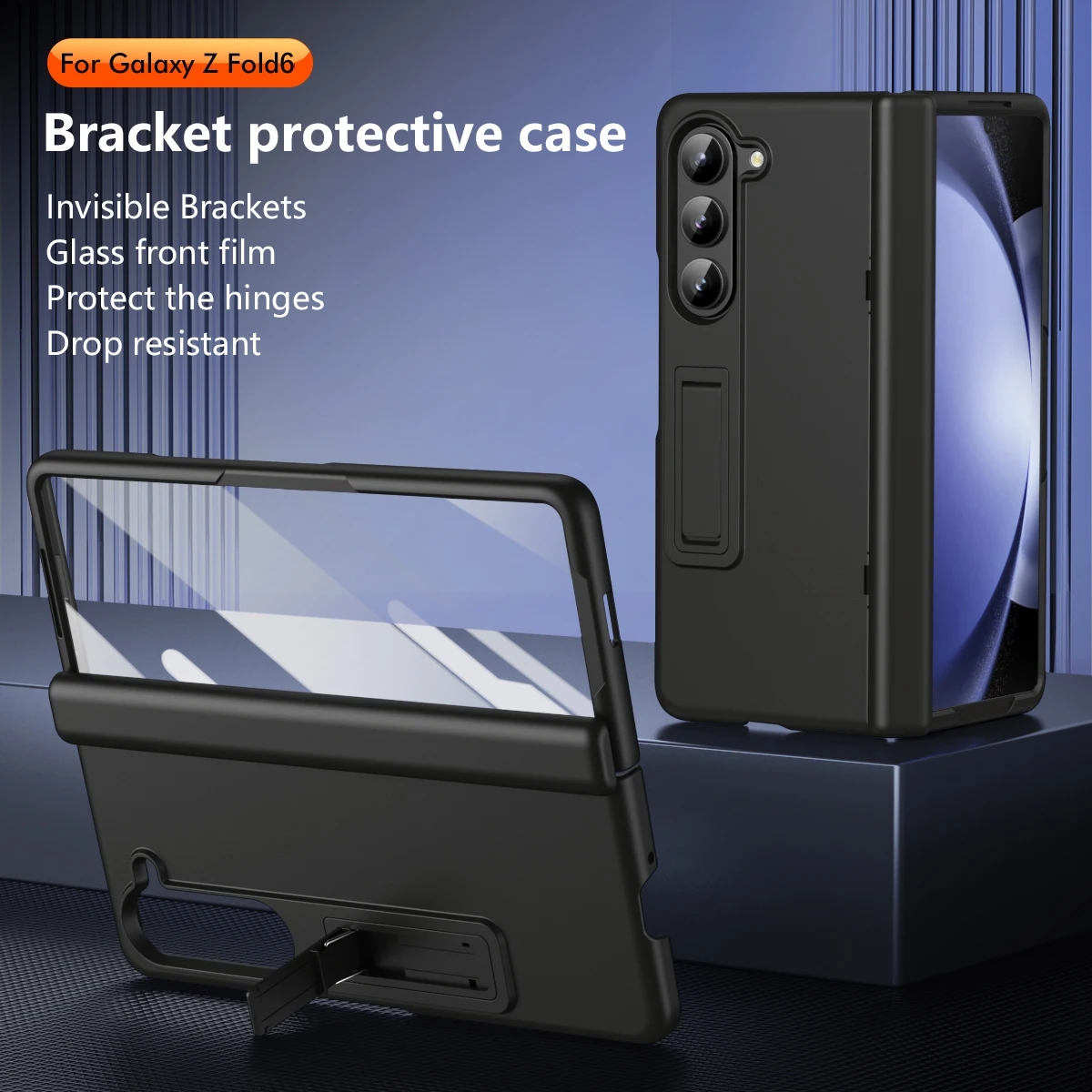 

For Samsung Galaxy Z Fold 6 5 4 3 With Folding Bracket Tempered Film 360 Full Screen Protective Cover For Galaxy Z Fold 6 5 Case