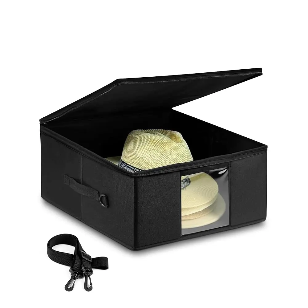 

Большой футляр для хранения ковбойских шляп, с жесткой каркасной поддержкой, ударопрочный, пыленепроницаемый, дорожный кейс для шляп с широкими полями и плечевым ремнем