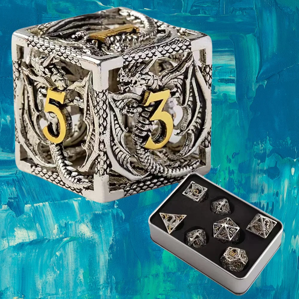 

Updated Hollow Metal Dice Polyhedral NDN Dice D+D Set For Dungeon and Dragon Pathfinder Role Playing Game(RPG)/MTG Game D&D Dice