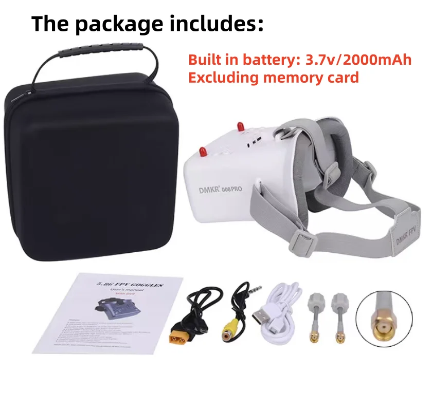 DMKR 008D PRO FPV Goggles 5.8G High-definition Simulation Image Transmission 4.3 Inch Screen Max 32G Memory Expand FPV Glasses
