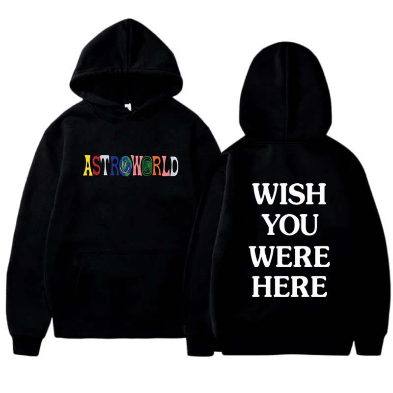 Astroworld Jack Cactu WISH YOU WERE HERE Rainbow Letter Men Women Pullover Hoodies Fashion Hip Hop Casual Streetwear Sweatshirt