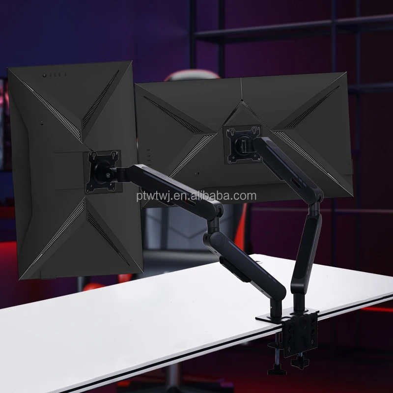 Ergonomic Spring Dual Arm Tilt Swivel Rotate VESA 75x75 100x100 Adjustable Desk Mount
