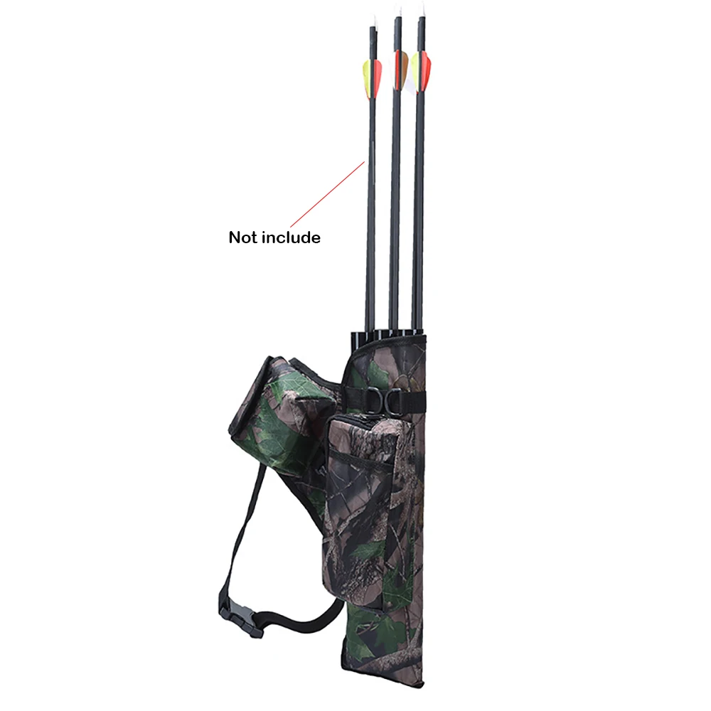 Camo or Black 3-Tube Archery Quiver Arrow Bag Holder with Adjustable Belt