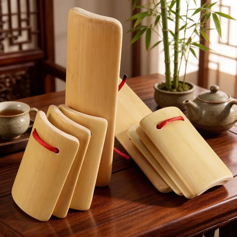 NEW Natural Bamboo Kids Clapper Chinese Style Characteristic Clapper Talk Toy Portable Stage Performance Musical Instrument Toy