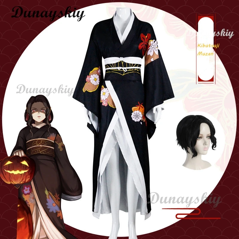 Anime Kibutsuji Muzan Cosplay Costume Anime Cosplay Costumes Women Kimono Uniforms Clothes Dresses Headwearuit