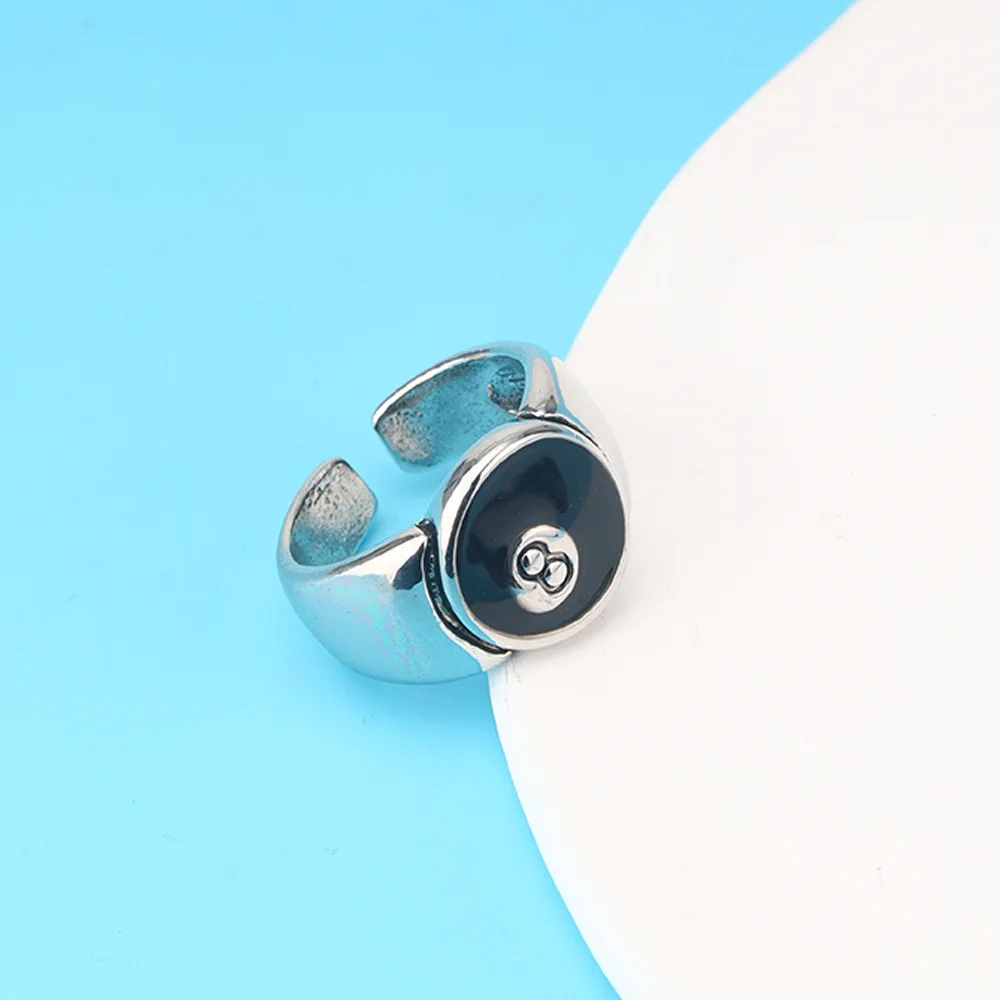 Fashion Punk Alloy Number Black 8 Eight Billiard Ball Ring Mens Ring Punk Style Hip Hop Party Jewelry Birthday Gift