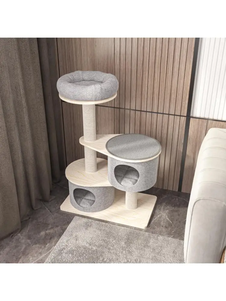 

Stable Cat Climbing Frame Cat Litter Multi-layer Solid Wood Cat Furniture Grinding Claw Rest Multi-functional