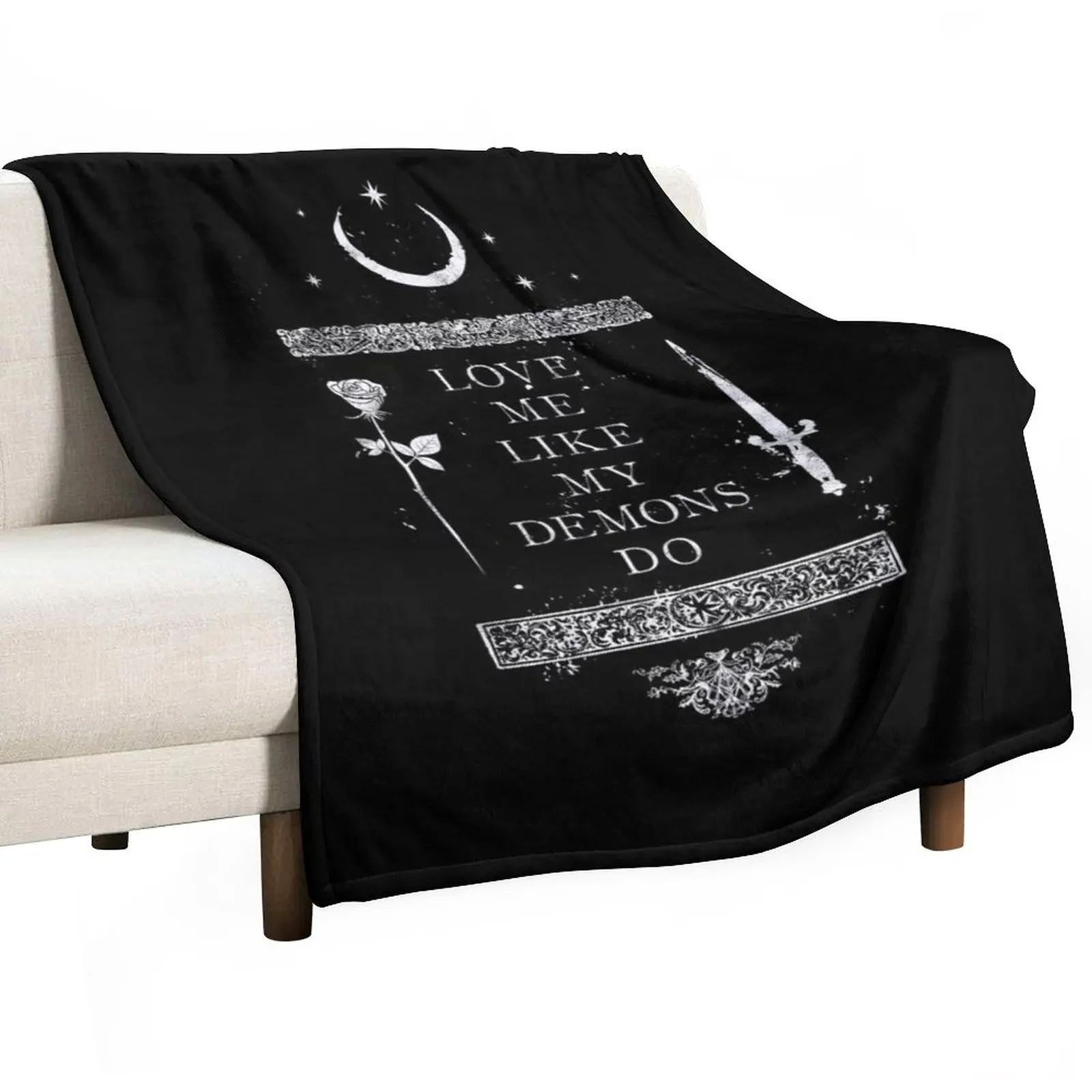 

Occult Gothic Grunge Love Me Like My Demons Do Witch Moon design Throw Blanket Designer Blankets Fluffy Shaggy Blanket