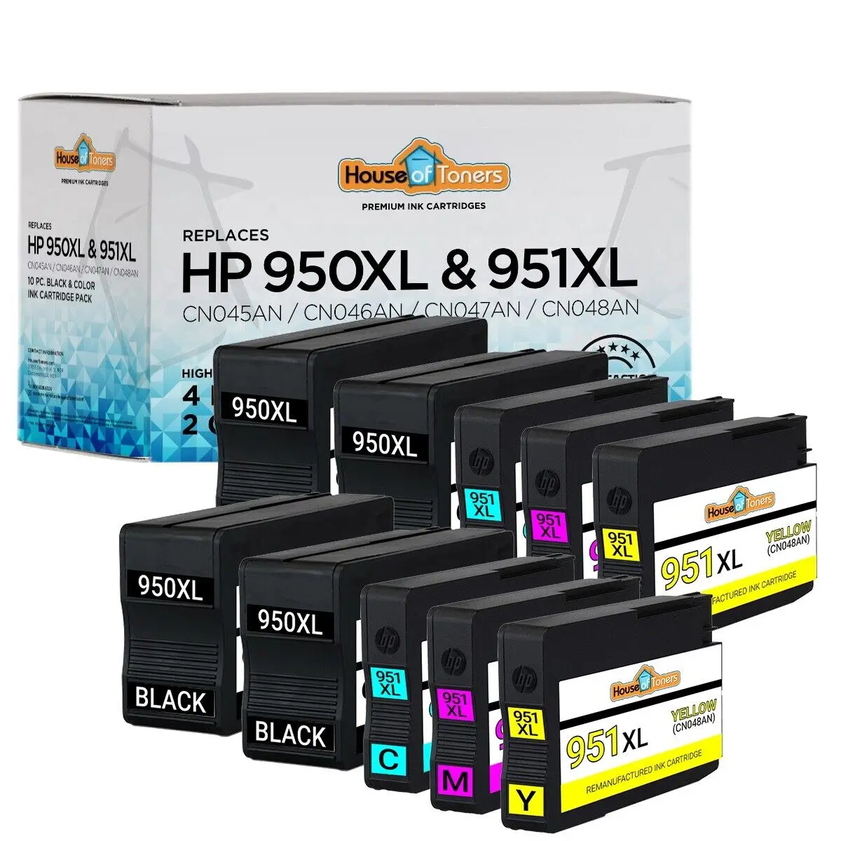 Cartouches d'encre pour HP Officejet Pro 251dw 276dw 8100 8600, 10 paquets, # 950XL 951XL