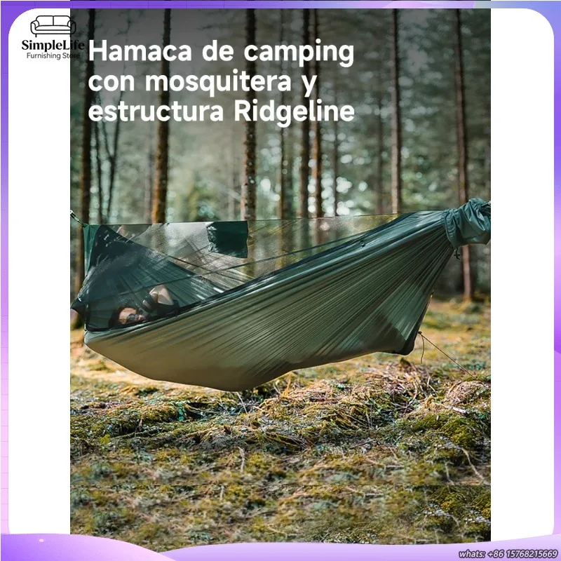 

Гамак для кемпинга 11 футов с москитной сеткой и отстегивающейся веревкой, полностью сетчатый, легкий, портативный, для активного отдыха, походов и туризма