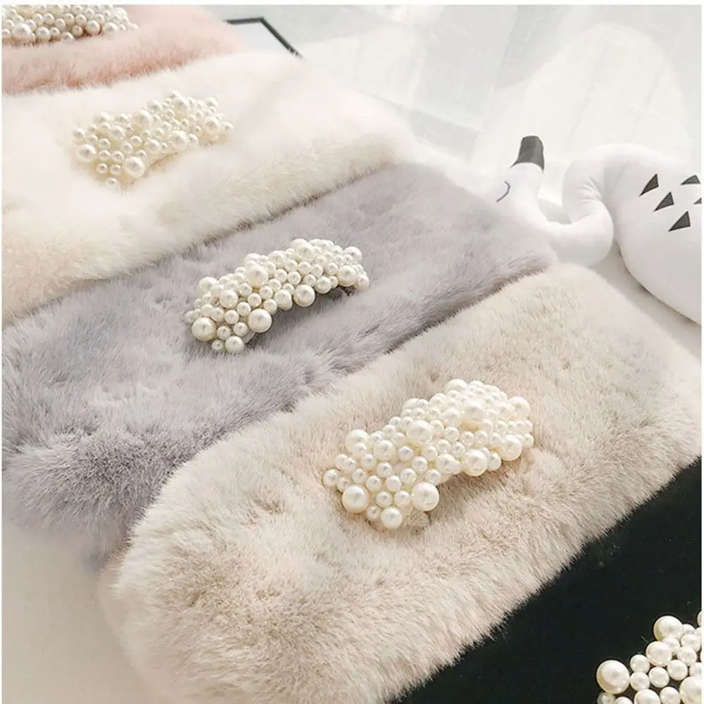 Elegant Winter Warm Faux Rabbit Fur Plush Solid Color Neck Warmer Neckerchief Wrap Cross Scarf