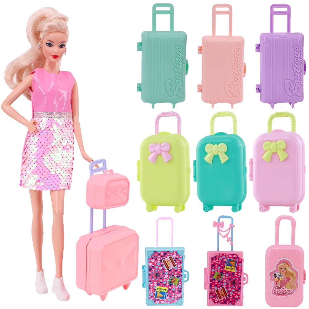 Doll Accessories For Barbies Multicolor Plastic Clothes Suitcase Travel Toy Fit 11.8Inch Girl Doll,1/6 BJD Doll,30cm Blythe Girl