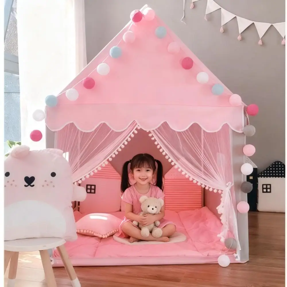Kinder-Spielzelthaus für den Innenbereich, tragbar, Prinzessin, rosa Kabine für Mädchen, Kinderheim, großes Feenspielhaus für Kinder