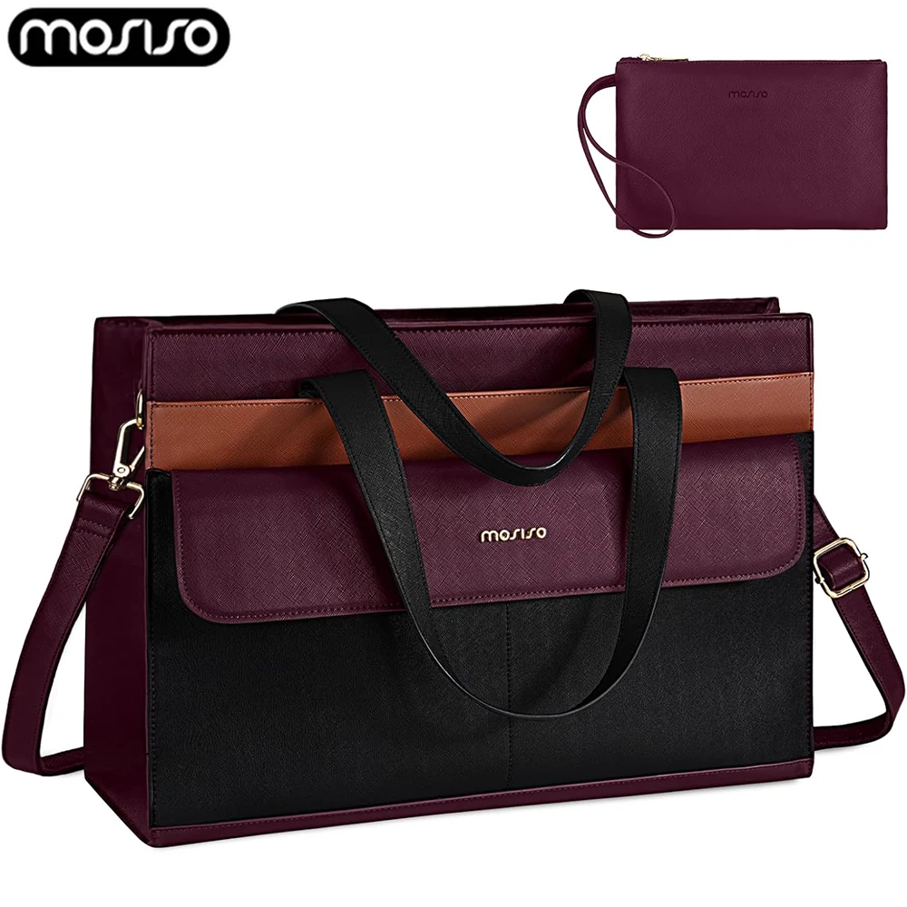 

Laptop Bag for Women 15.6 Inch Tote Bag PU Leather Computer Briefcase Waterproof Shoulder Handbag Teacher Office Crossbody Purse