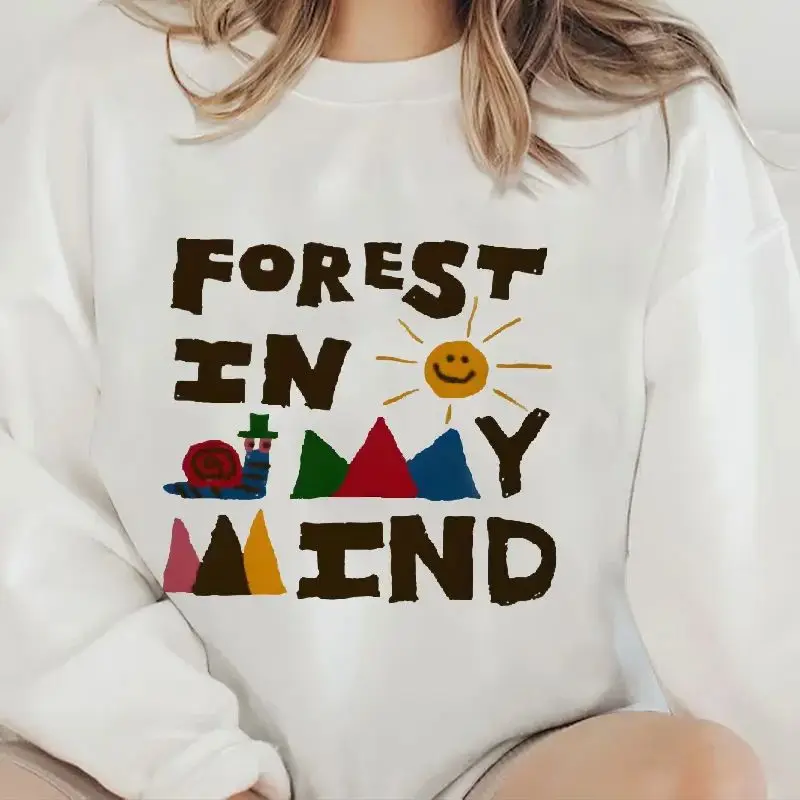 

Retro Vintage Sweatshirt Graphic Hoodies Y2K Tops Casual Daily Wear Unisex Versatile Stylish Pullover Forest In My Mind Cartoon