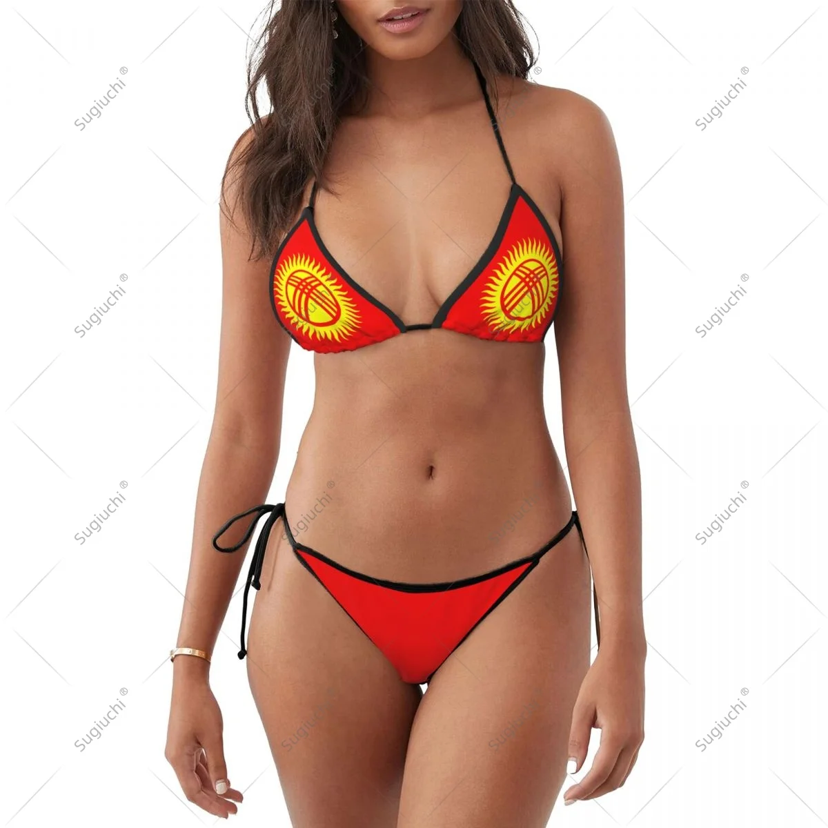 

Women Girls Bikini Kyrgyzstan Flag Swimsuit Sets Three Point Beachwear Swimming Bathing Beach Party Suits Sexy Mujer