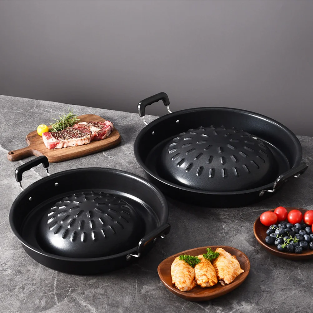 

Grill Pan Iron Material For Steak Meat Fish Chicken Barbecue Reusable Bbq Tray Outdoor Cooking Pan Grill Supply